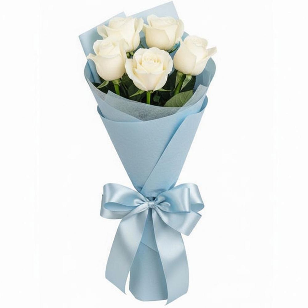 Букет 5 Белых роз Проуд в Чиверево