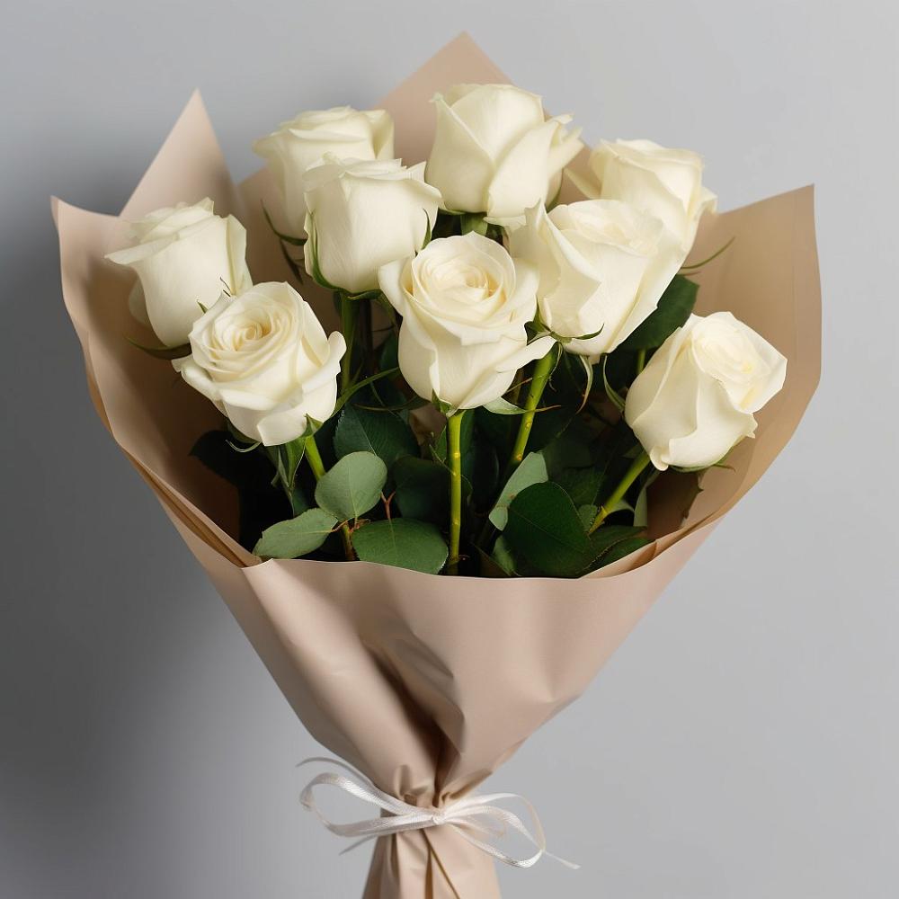 Букет 9 Белых роз Эдлесс Лав в Чиверево