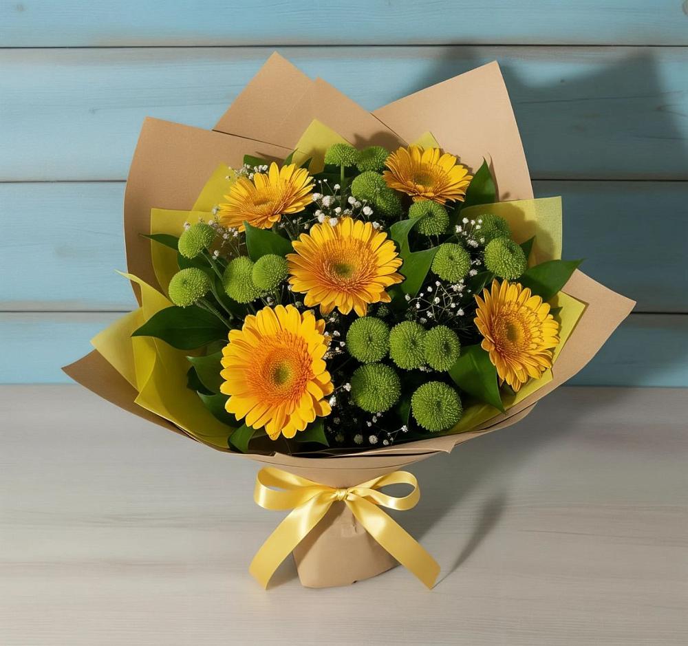 Букет цветов из: Герберы и Хризантемы в Чиверево