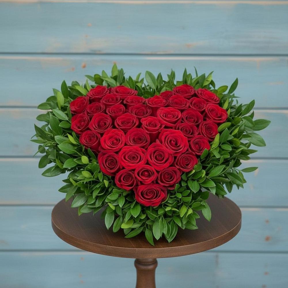 Цветочная композиция из Розы в виде сердца в Чиверево