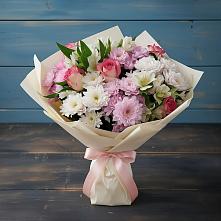 Букет цветов из:  Хризантемы, Альстромерии и Розы в Чиверево