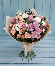 Букет цветов из:  Хризантемы, Розы и Альстромерии в Чиверево