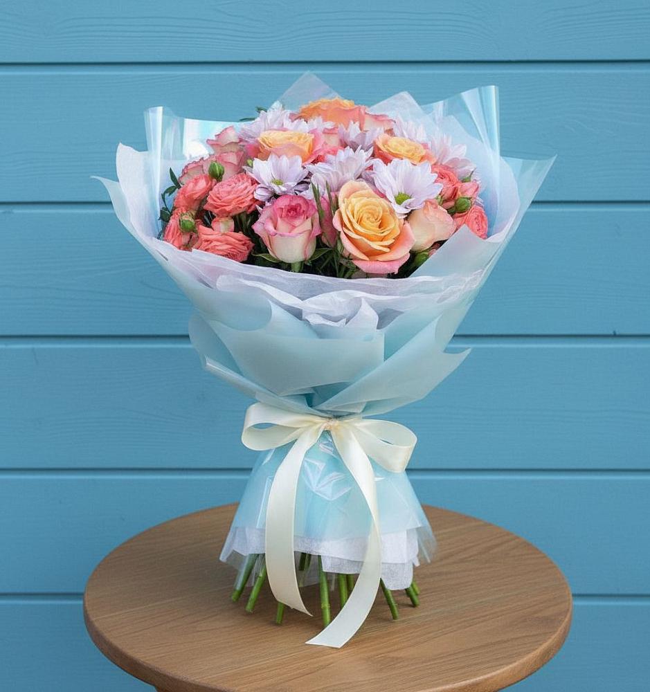 Букет цветов из: Хризантемы и Розы в Чиверево