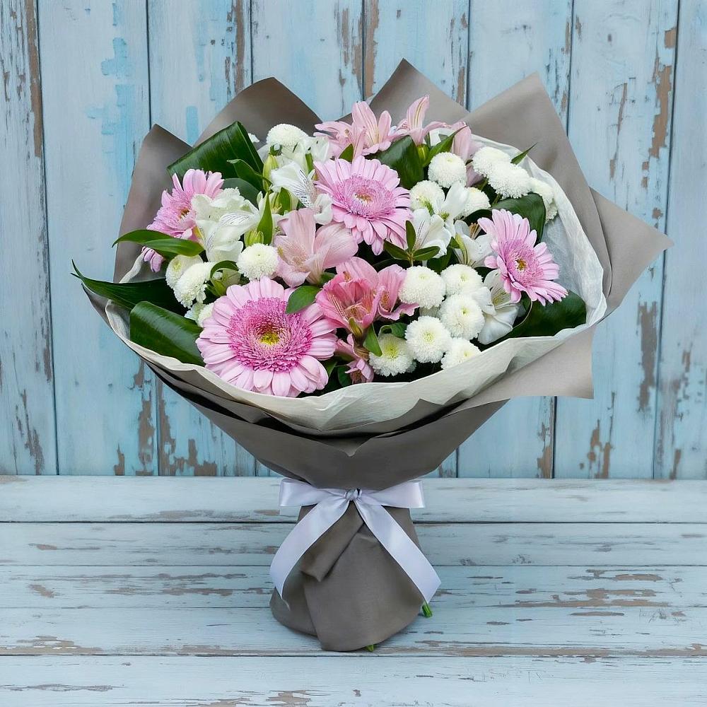 Букет цветов из: Герберы, Альстромерии и Хризантемы в Чиверево