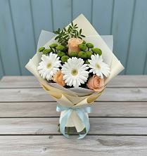 Букет цветов из:  Герберы, Розы и Хризантемы в Чиверево