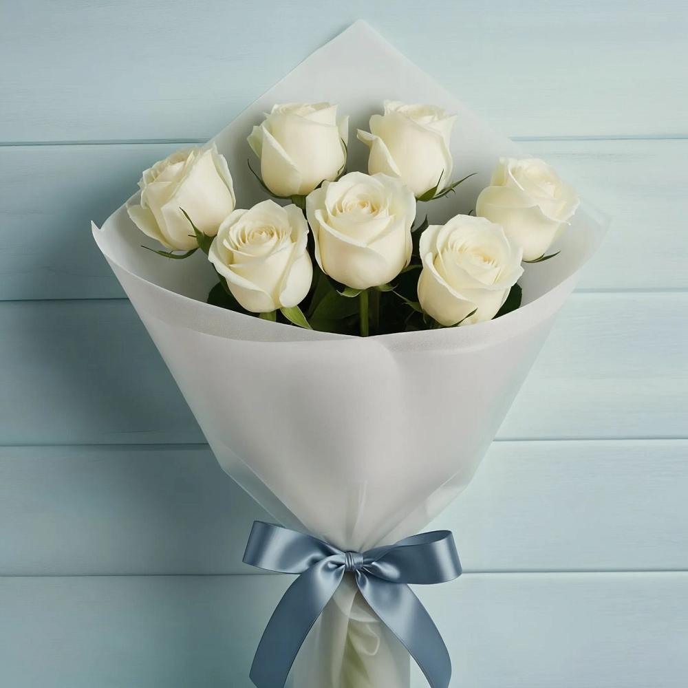 Букет 7 Белых роз Эдлесс Лав в Чиверево